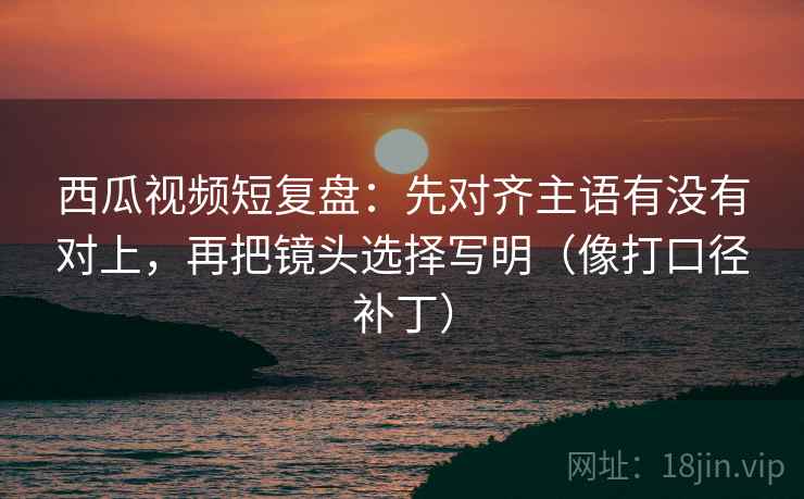 西瓜视频短复盘：先对齐主语有没有对上，再把镜头选择写明（像打口径补丁）  第2张